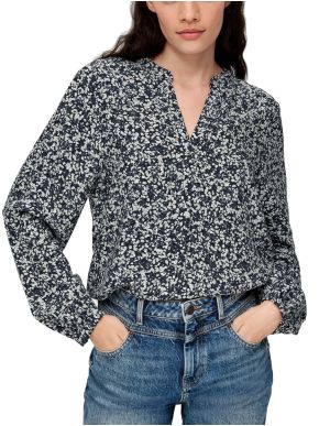 S.OLIVER Women's blue long-sleeved viscose blouse 2134304.59A6 navy