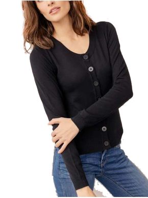 FRANSA Women's black knitted viscose cardigan 20600437-60096 Black