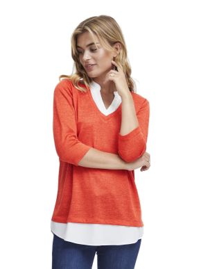 More about FRANSA Γυναικεία πορτοκαλί πλεκτή μπλούζα V 20611398-1815591 Red Alert Melange