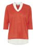 FRANSA Women's orange knitted V blouse 20611398-1815591 Red Alert Melange