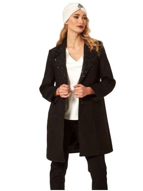 ANNA RAXEVSKY Women's black midi coat Z22217