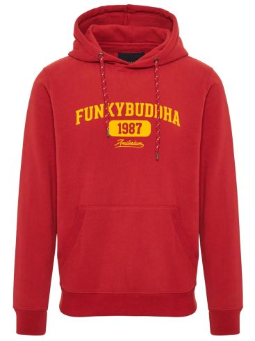 FUNKY BUDDHA Men's red long sleeve sweatshirt FBM008-052-06 TERRACOTA
