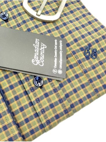 CANADIAN COUNTRY Ανδρικό μπλέ μουσταρδί ριγέ μακρυμάνικο πουκάμισο 7250-7
