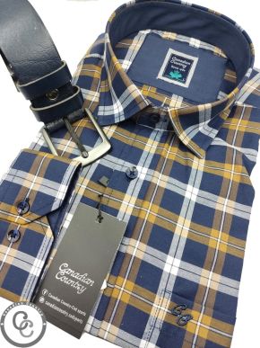 More about CANADIAN COUNTRY Men's Mustard Blue Plaid Long Sleeve Shirt 7250-3