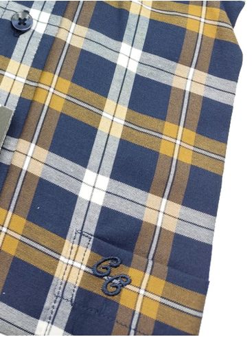 CANADIAN COUNTRY Ανδρικό μπλέ μουσταρδί καρό μακρυμάνικο πουκάμισο 7250-3
