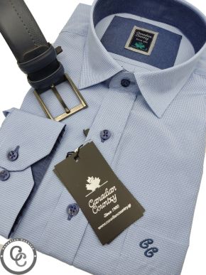 CANADIAN COUNTRY Men's Light Blue Fine Plaid Long Sleeve Shirt 7250-1