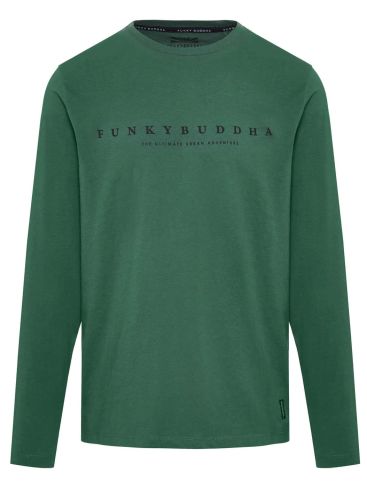 FUNKY BUDDHA Men's Green Long Sleeve Top FBM008-020-07 ANTIQUE GREEN