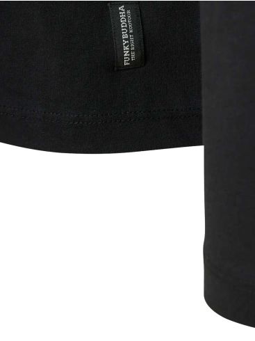 FUNKY BUDDHA Men's Black Long Sleeve Slim Top FBM008-020-07 BLACK