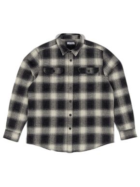LOSAN Men's Black Long Sleeve Flannel Shirt LMNAP0102-23020-002 Black
