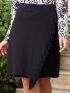 ANNA RAXEVSKY Γυναικεία μάυρη φούστα φάκελος με κρόσια F23201