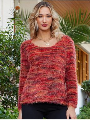 ANNA RAXEVSKY Red mohair knit sweater B23214 RED