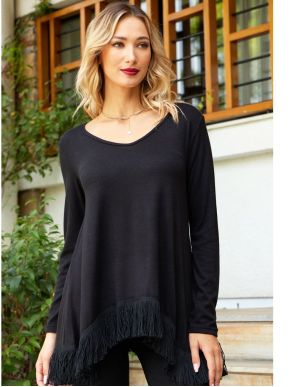 ANNA RAXEVSKY Γυναικείο μαύρο πλεκτό μπλουζοφόρεμα B23232