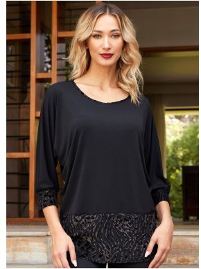 ANNA RAXEVSKY Γυναικείο μαύρο animal print μπλουζοφόρεμα με lurex B23210