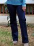 ANNA RAXEVSKY Γυναικείο μπλέ ελαστικό παντελόνι με μπάσκα T23200 BLUE
