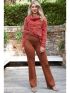 ANNA RAXEVSKY Γυναικείο σοκολά ελαστικό παντελόνι με μπάσκα T23200 CHOCO