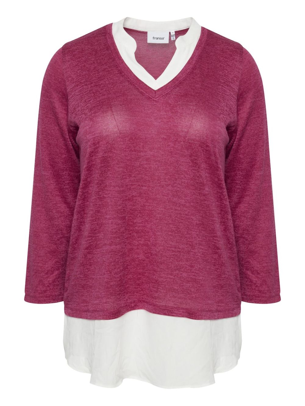 FRANSA Women\'s red V-neck knit blouse 20611407-1823361 Very Berry Melange