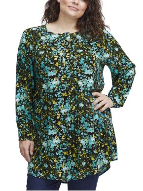 FRANSA Plus Size Women's Printed Long Sleeve Blouse 20612856-202497