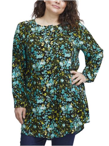 FRANSA Plus Size Γυναικεία εμπριμέ μακρυμάνικη μπλούζα 20612856-202497