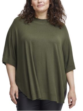 FRANSA Plus Size Γυναικεία λαδί μπλούζα 20613053-190419