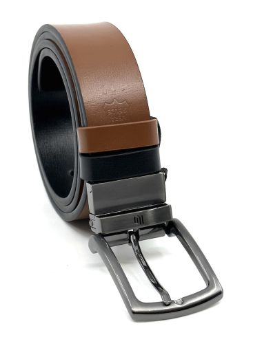 LEGEND Men's Black-Brown Double Sided Leather Belt, 3.5cm, LGD-340 Blackcamel