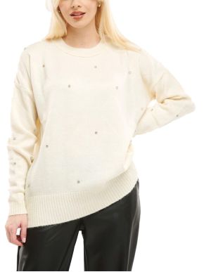 FIBES Women's beige knitted long sleeve blouse 03-6507N-BEIGE