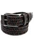 LEGEND Men's black-brown leather belt, knitted elastic