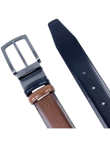 LEGEND Men's double-sided black-brown leather belt LGD-2021-B