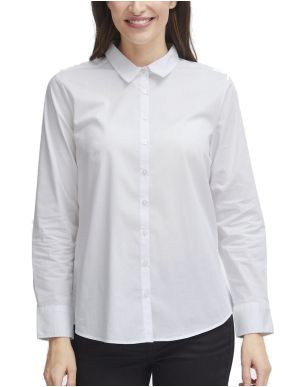 FRANSA Γυναικείο λευκό μακρυμάνικο πουκάμισο 20600181-60002