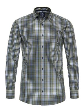 REDMOND Men's olive long sleeve plaid shirt