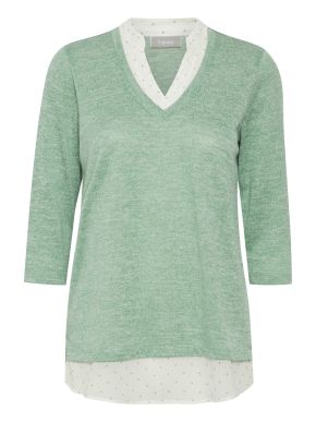 FRANSA Women's mint V-knit blouse 20611398-202818