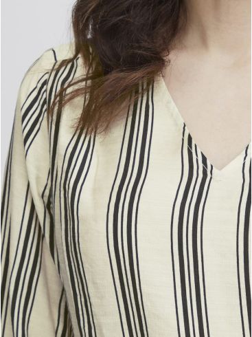 FRANSA Women's striped V-neck blouse 20614066-200739
