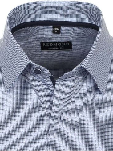 REDMOND Men's blue fine check long sleeve shirt