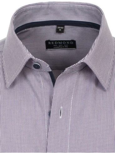 REDMOND Men's red fine check long sleeve shirt, pocket