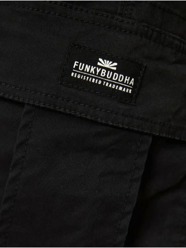 FUNKY BUDDHA Men's black stretch cargo pants FBM009-002-02 BLACK