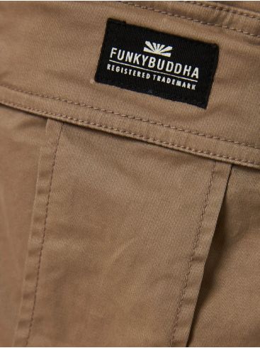 FUNKY BUDDHA Men's beige elastic cargo pants FBM009-002-02 CIGAR