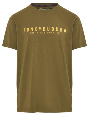 FUNKY BUDDHA Men's oil T-Shirt FBM009-010-04 KHAKI