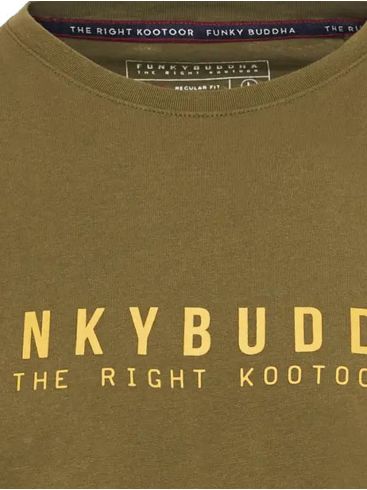 FUNKY BUDDHA Men's oil T-Shirt FBM009-010-04 KHAKI