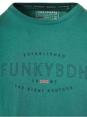 FUNKY BUDDHA Ανδρικό πράσινο T-Shirt FBM009-094-04 PALM LEAF