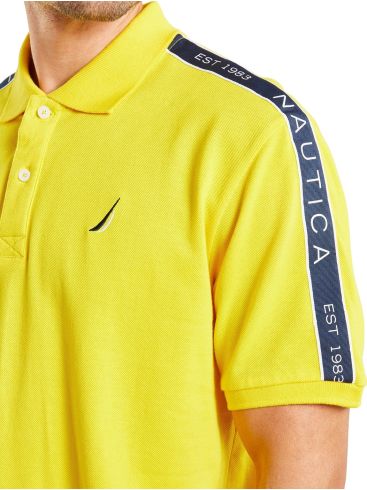 NAUTICA Men's Yellow Short Sleeve Pique Polo Shirt N1M01639 Yellow 606