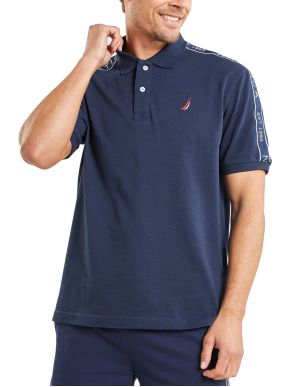 NAUTICA Men's Blue Short Sleeve Pique Polo Shirt N1M01639 Dark navy 459