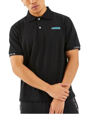 NAUTICA Ανδρικό μαύρο κοντομάνικο μπλουζάκι πόλο πικέ N7M01365 Black 011