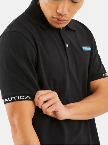 NAUTICA Ανδρικό μαύρο κοντομάνικο μπλουζάκι πόλο πικέ N7M01365 Black 011