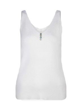 ESQUALO Γυναικεία λευκή αμάνικη μπλούζα tshirt SP24 27010 Off White