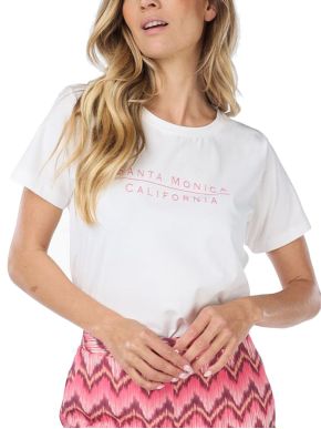 ESQUALO Γυναικεία λευκή μπλούζα tshirt SP24 05020 Off White / Strawberry