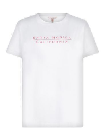 ESQUALO Γυναικεία λευκή μπλούζα tshirt SP24 05020 Off White / Strawberry