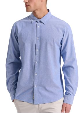 FUNKY BUDDHA Ανδρικό μπλέ πουκάμισο FBM009-034-05 BLUEPRINT