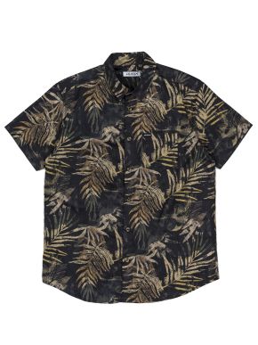 LOSAN Ανδρικό μαύρο κοντομάνικο πουκάμισο LMNAP0102-24017 black