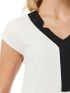 ANNA RAXEVSKY Γυναικεία εκρού ζαπονέ μπλούζα με διχρωμία B24140 ECRU
