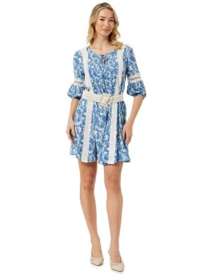 ANNA RAXEVSKY Μπλε indigo φλοράλ φόρεμα D24100