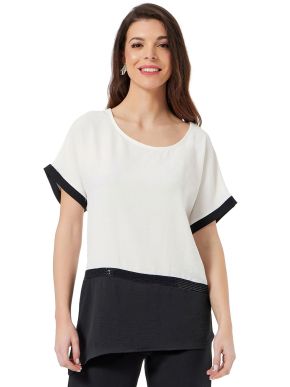 ANNA RAXEVSKY Women's black and white asymmetric blouse B24135